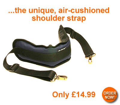 Airstrap - the unique, air-cushioned shoulder strap - only 14.99